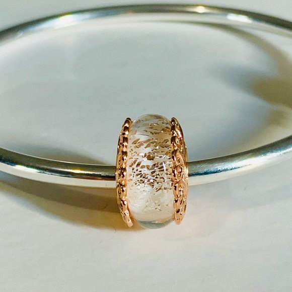 NEW Authentic Pandora Rose Gold Iridescent Murano Glass Charm 787576 - Picture 6 of 7